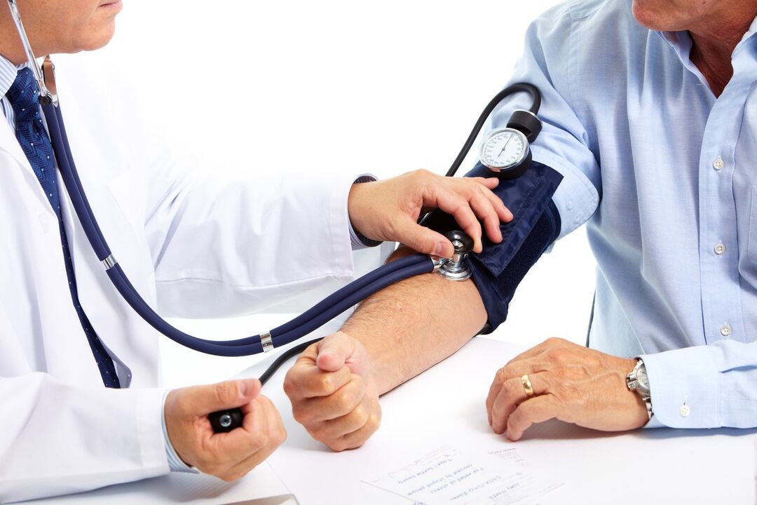 Because of the high blood pressure, the doctor diagnoses high blood pressure